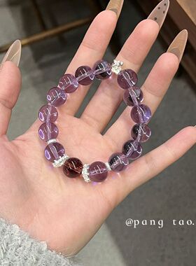 小桃花仿紫水晶手串女ins设计轻奢感紫阿赛手串闺蜜生日礼物