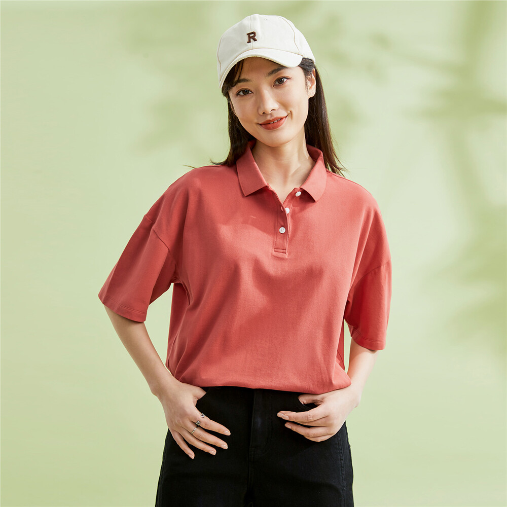 佐丹奴Polo女装纯色宽松弹力珠地布短袖POLO 05311382