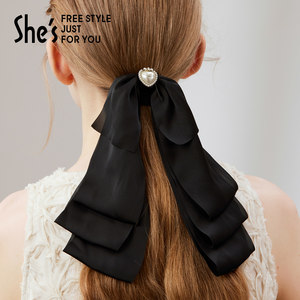 shes茜子奥莱时尚百搭大蝴蝶结飘带发带发圈发绳皮筋头绳送女友