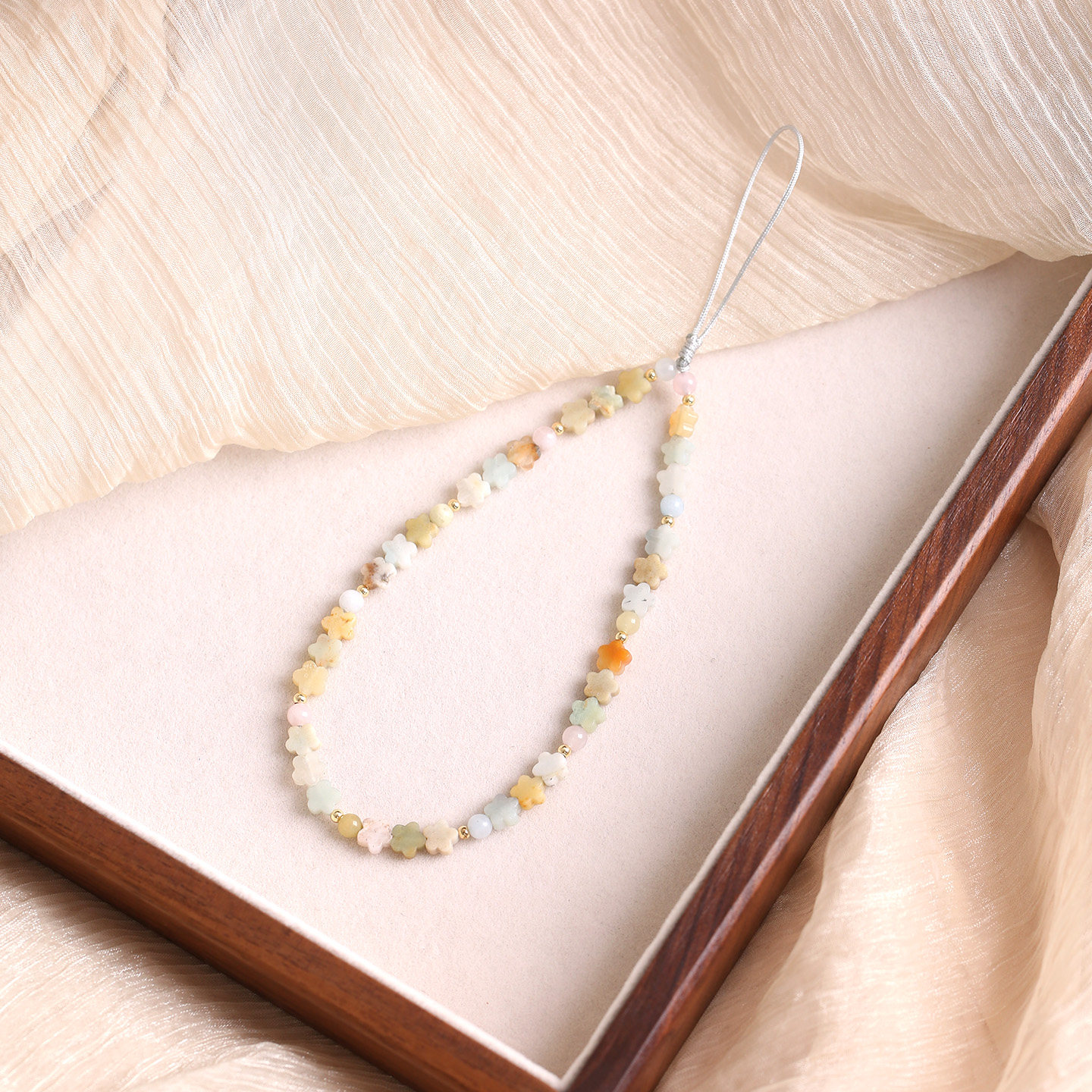 Amazon stone mobile phone chain lanyard pendant women's long keychain Chinese style ring wrist rope jade wristband anti-lost