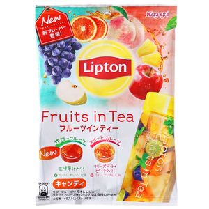 日本进口kasugai春日井联名lipton糖果果茶立顿红茶味糖立顿茶糖