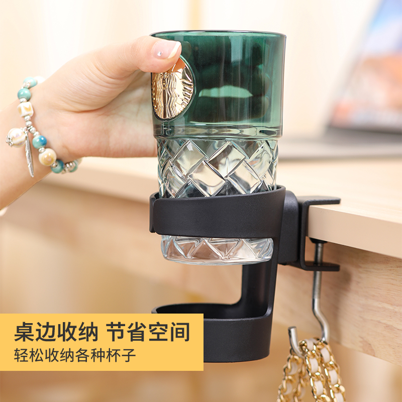 笔筒架书包挂钩二合一免打孔固定强力承重桌边水杯子收纳置物架 - 图2