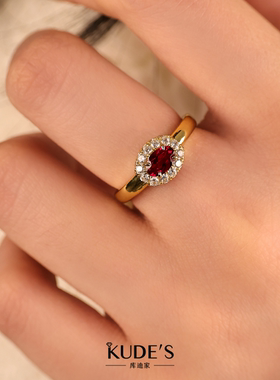 库迪家S925银培育红宝石女戒
