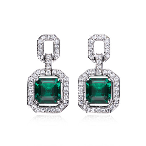 培育赞比亚祖母绿耳钉项链戒指高级感套装4/3/2克拉气质百搭优雅 - 图0