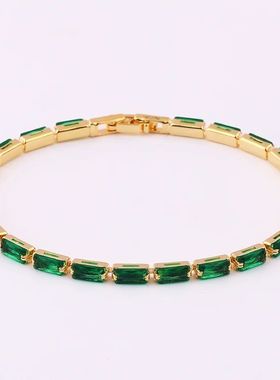 Green Shiny Charm CZ Tennis Bracelet for Women Crystal Zirco