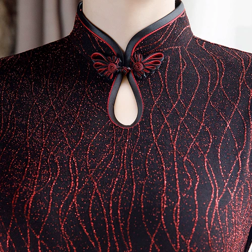 Летнее ципао для матери, длинное ретро платье, средней длины