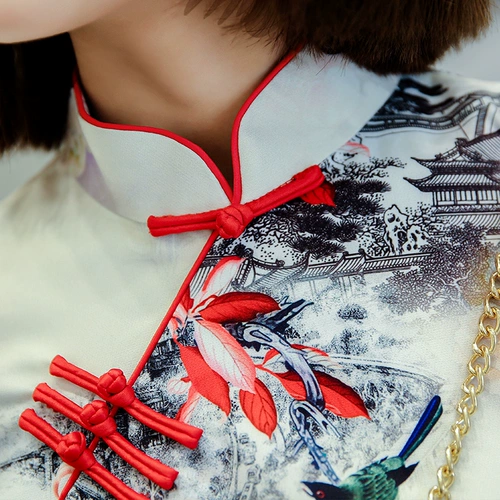 Легкое ципао, приталенное короткое платье с коротким рукавом, мини-юбка, 2020 года, светлый стиль, китайский стиль