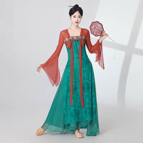 古典舞蹈服装女飘逸身韵练功服汉唐古风齐胸裙中国民族舞演出表演 - 图0