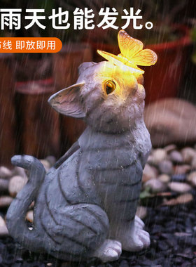 户外太阳能灯摆件树脂工艺品猫咪