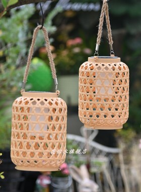 太阳能灯笼仿竹编挂灯吊灯花园