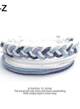 原创彩虹手工编织手绳情侣款一对
