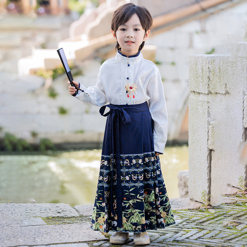 女童马面裙夏装2024新款汉服六一儿童演出服古装中式国风男童唐装