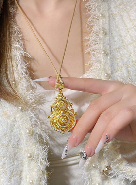 金包银人生四美吊坠项链毛衣链女