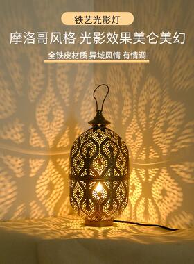 金色摩洛哥风铁艺氛围灯餐厅名宿光影灯软装摆件情调烛台浪漫风灯