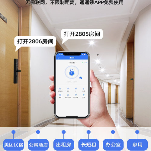 通通锁民宿专用远程管理密码锁门锁家用出租房门电子锁木门指纹锁 - 图1