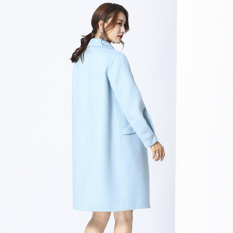 秋冬新款韩版双面呢小个子羊绒大衣 牧歆毛呢外套