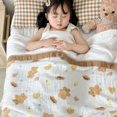 竹棉纱布婴儿盖毯儿童夏凉被纯棉全棉幼儿园夏季薄被子宝宝空调被 - 图1
