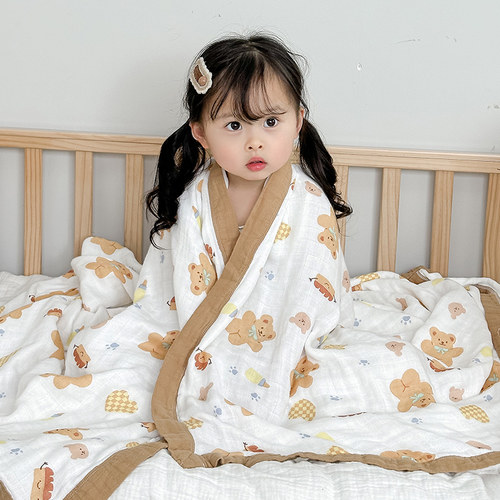 竹棉纱布婴儿盖毯儿童夏凉被纯棉全棉幼儿园夏季薄被子宝宝空调被 - 图0