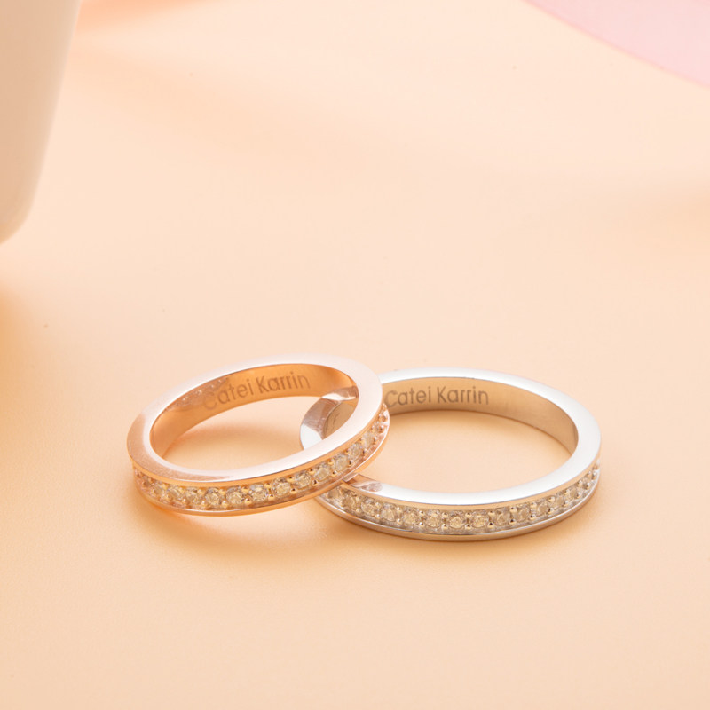 小ck满天星一对时尚玫瑰金情侣戒指 忞美珠宝戒指/指环