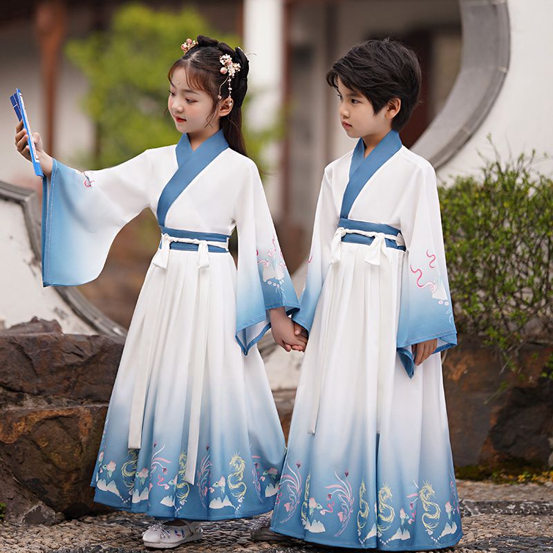 儿童古装汉服男童国学服女童中国风小学生书童服装三字经演出服女