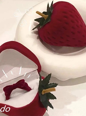 植绒甜美蝴蝶结戒指戒指圣诞新年