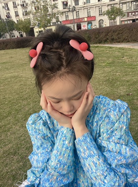 粉色蝴蝶软胶甜美发夹侧边个性