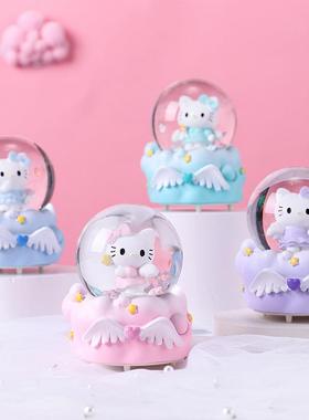 高品质创意少女心可爱公仔发光球梦幻雪花水球儿童玩具生日礼物摆