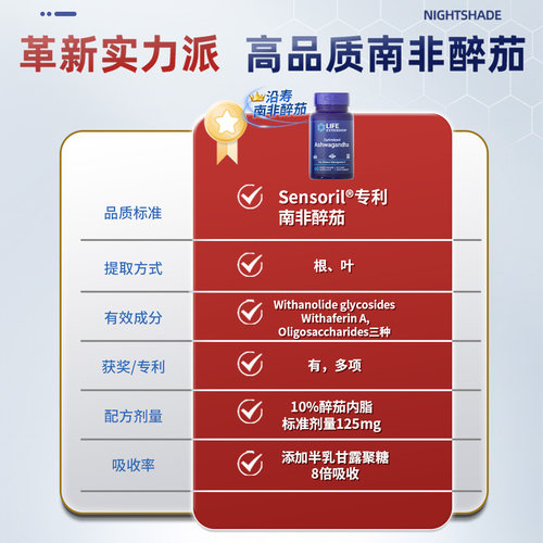 沿寿LIFE南非醉茄调节皮质醇肾上腺素10%醉茄内酯舒缓抗压力情绪 - 图2