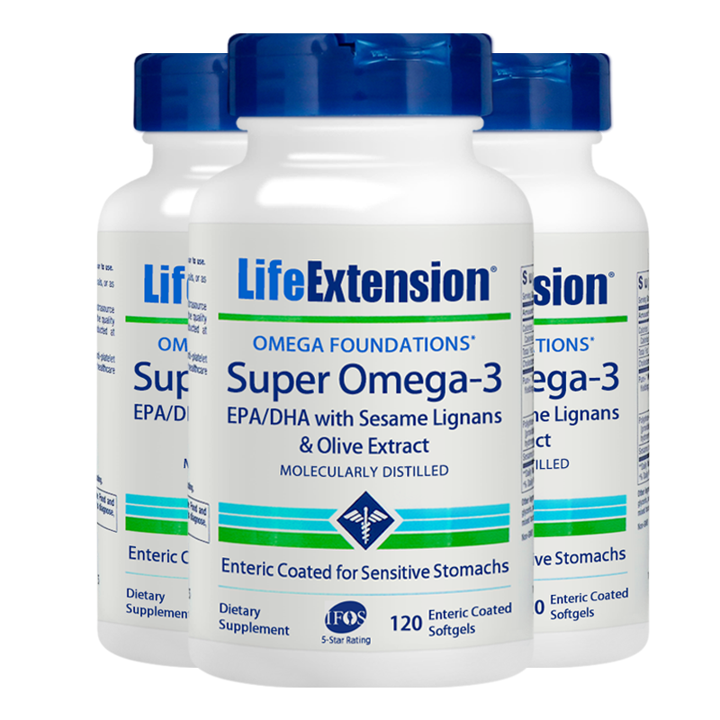 LifeExtension海外旗舰店深海鱼鱼油软胶囊omega3欧米伽成人DHA鱼肝油中老年美国原装进口B3