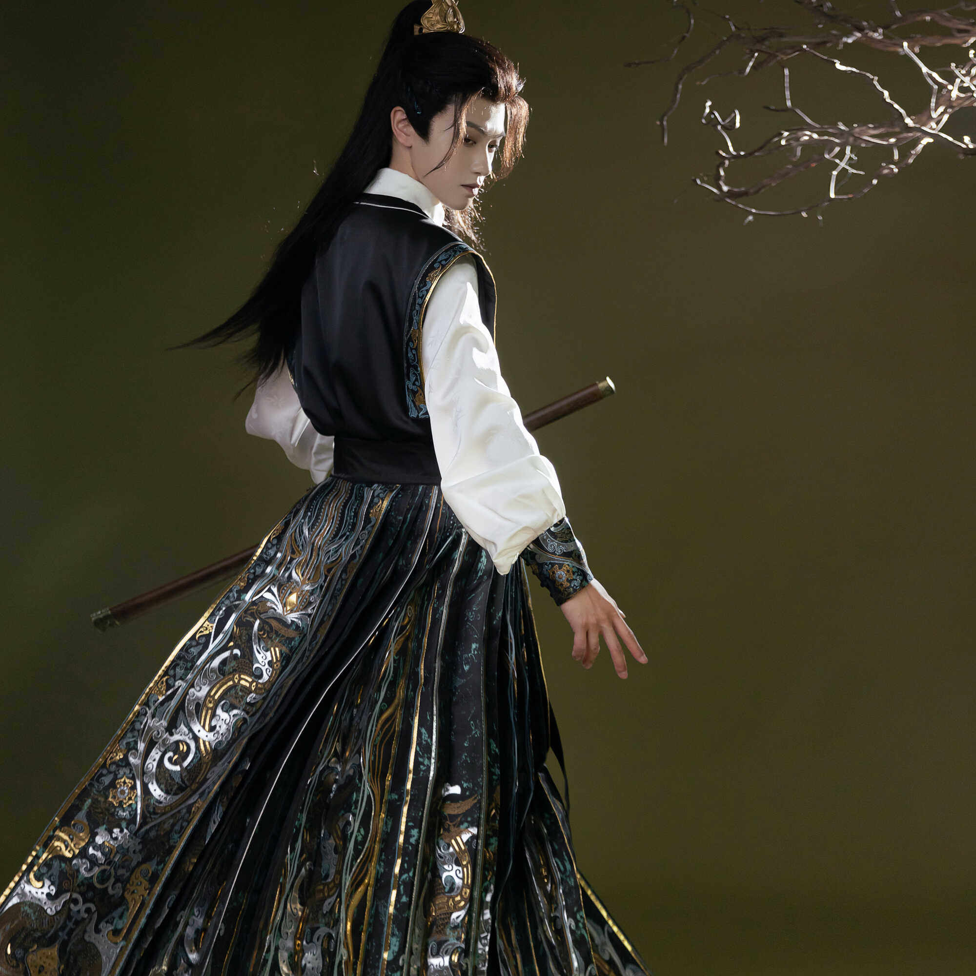 昭华赋原创错金龙凤新中式汉服男装衬衣黑金重工织金马面裙男款女,淘宝优惠券,粉丝福利购,淘宝优惠卷