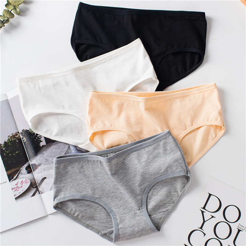 女纯棉抗菌少女日系黑白色中腰内裤 巧芷卉内裤