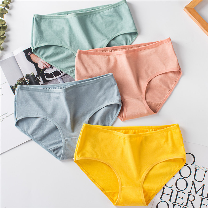 女纯棉抗菌少女日系黑白色中腰内裤 巧芷卉内裤