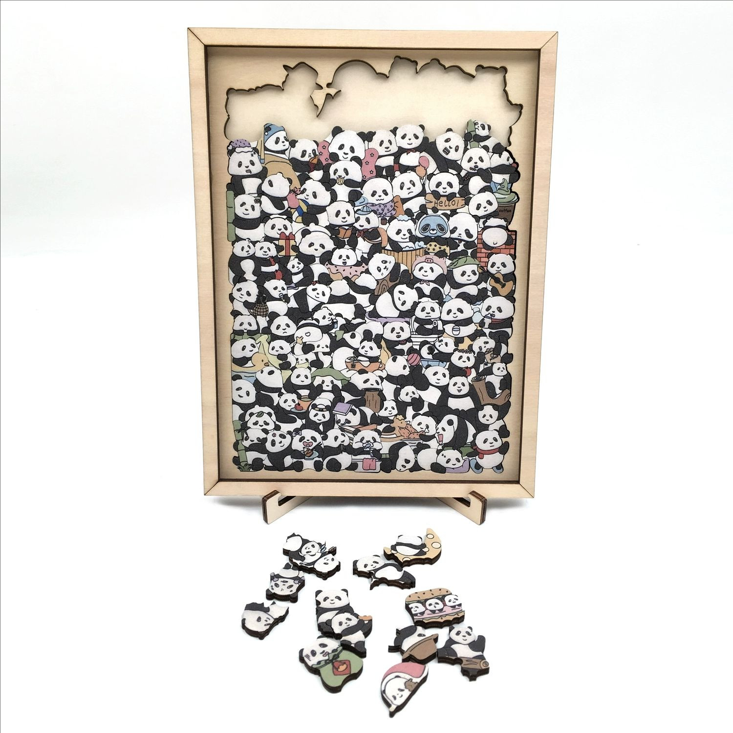 100只熊猫拼图地狱难度异形木质休闲解压拼图彩色治愈摆件礼物女,淘宝优惠券,粉丝福利购,淘宝优惠卷