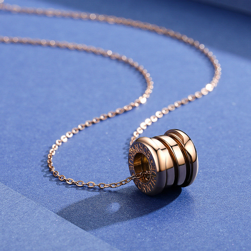 海漾小蛮腰女玫瑰金色弹簧锁骨链 海漾珠宝项链