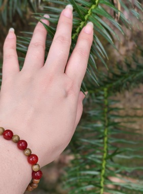 绿檀木女生喜木火手串