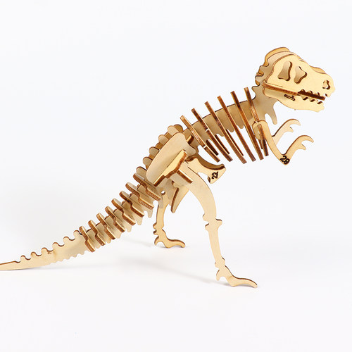 科学实验木质手工动物恐龙模型儿童益智拼装玩具霸王龙3D立体拼图 - 图1