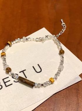 秋冬款小众复古松萌虎眼石碎银子