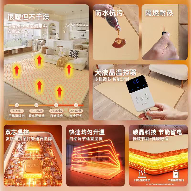 三顺暖润日式石墨烯碳晶地暖垫加热地垫地热发热电热地毯瑜伽家用,淘宝优惠券,粉丝福利购,淘宝优惠卷