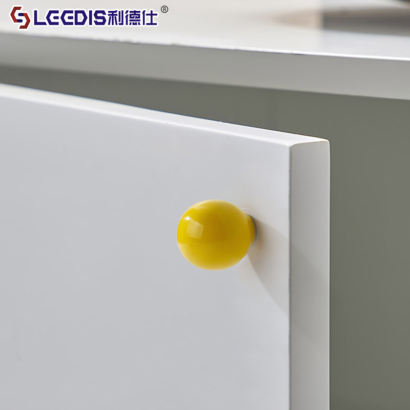 极简彩色陶瓷圆球柜门衣柜门拉手圆形可爱单孔儿童房橱柜抽屉把手 - 图1