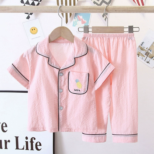 Детская хлопковая тонкая летняя пижама, детские нарукавники для мальчиков, комплект, короткий рукав