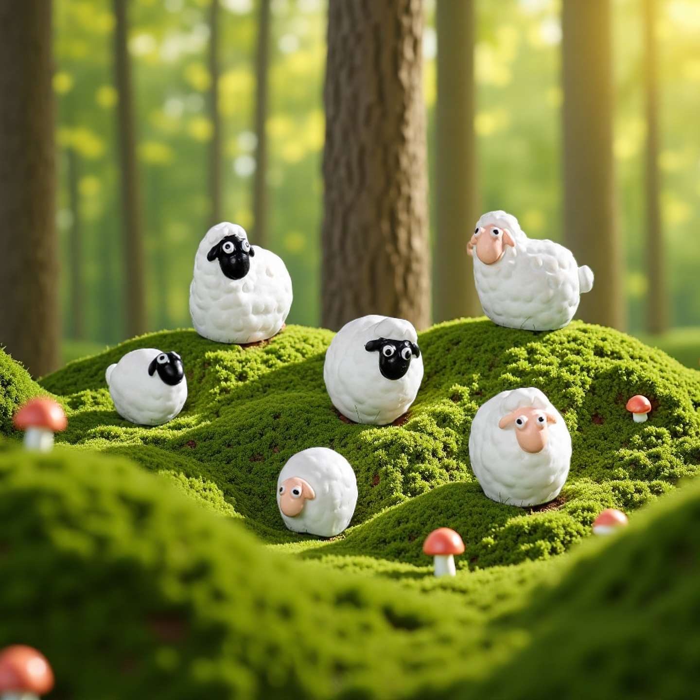 创意卡通可爱绵羊桌面小摆件家居装饰品办公室工位苔藓盆栽微景观,淘宝优惠券,粉丝福利购,淘宝优惠卷
