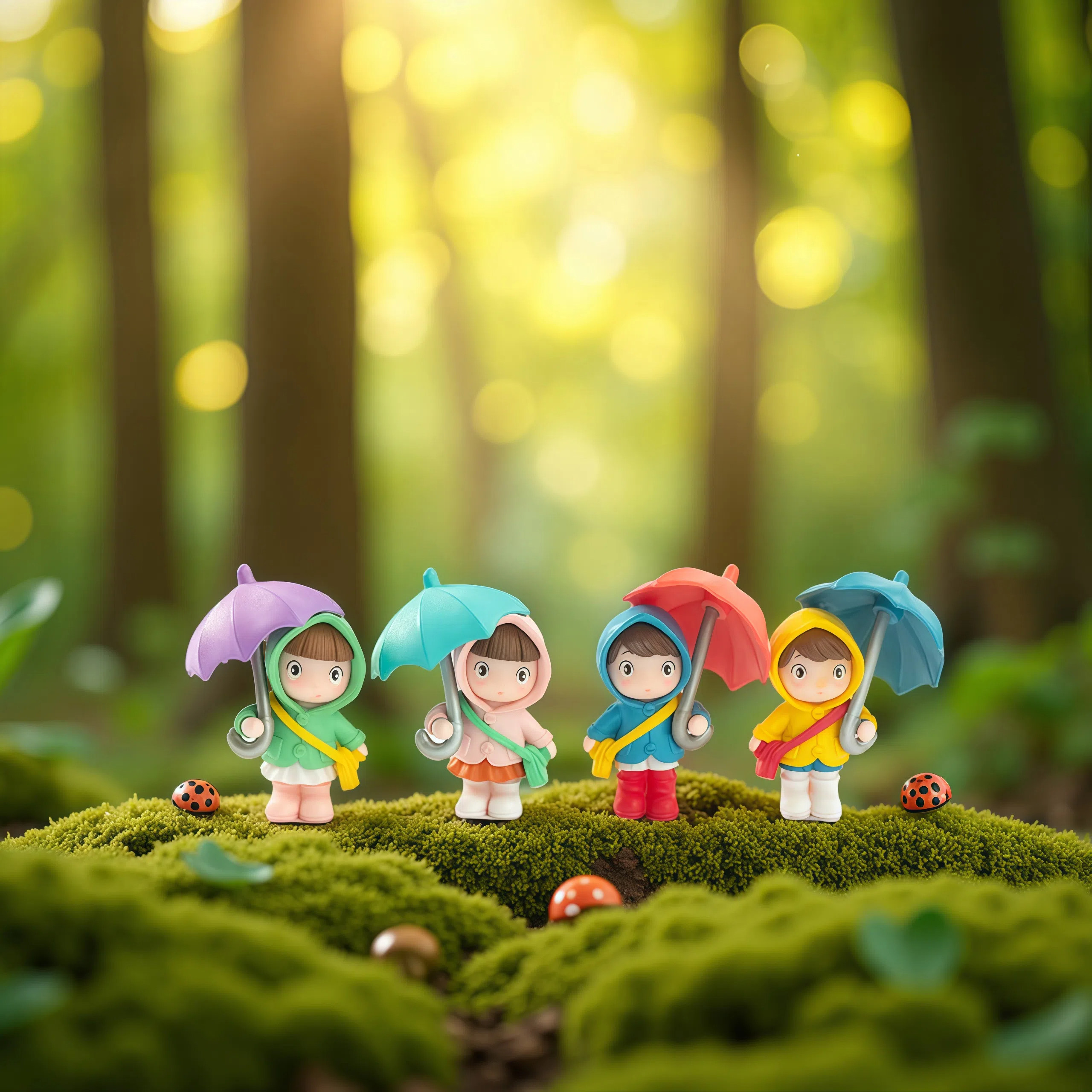 苔藓微景观造景雨伞娃娃治愈桌面小摆件玩偶情绪解压盆景装饰品,淘宝优惠券,粉丝福利购,淘宝优惠卷