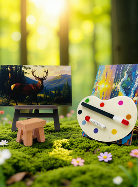 苔藓微景观造景木质油画画架摆件