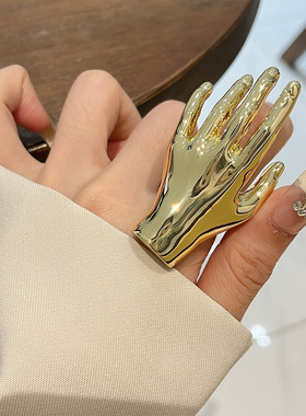 日系coopkoop欧美设计感立体手掌戒指小众独特轻奢金属质感指环