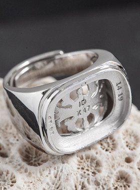 日系coopkoop原创设计s925银戒指空托个性宫廷简约情侣银饰镶嵌