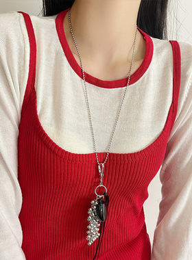 日系coopkoop博主水瓶吊坠项链女小众设计感毛衣链长款可拆卸百