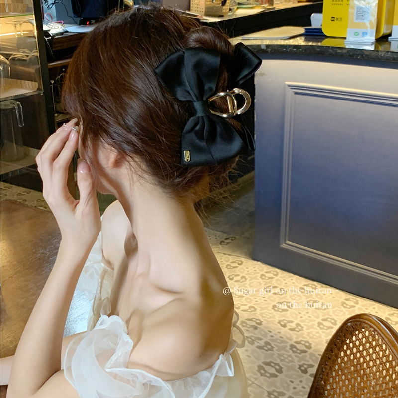 白露同款发夹头饰简约蝴蝶结抓夹女后脑勺气质盘发鲨鱼夹发卡发饰 - 图1