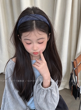 韩系格纹爱心发箍女日常外戴头箍