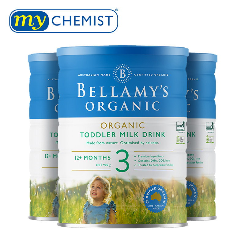 bellamys 3罐装900g澳洲原装进口 mychemist海外婴幼儿牛奶粉