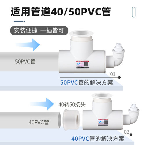 厨房横式墙排下水排水三通水槽洗菜盆洗碗机净水器前置排水管多通 - 图2